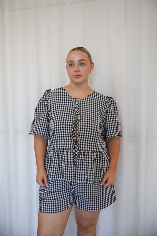 FAWN TOP B&W GINGHAM - Fayt The Label
