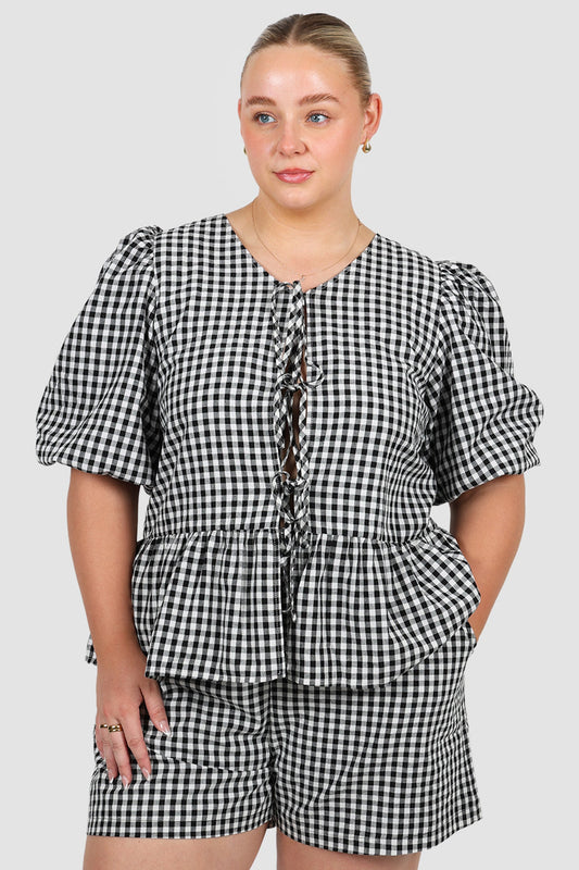 FAWN TOP B&W GINGHAM - Fayt The Label