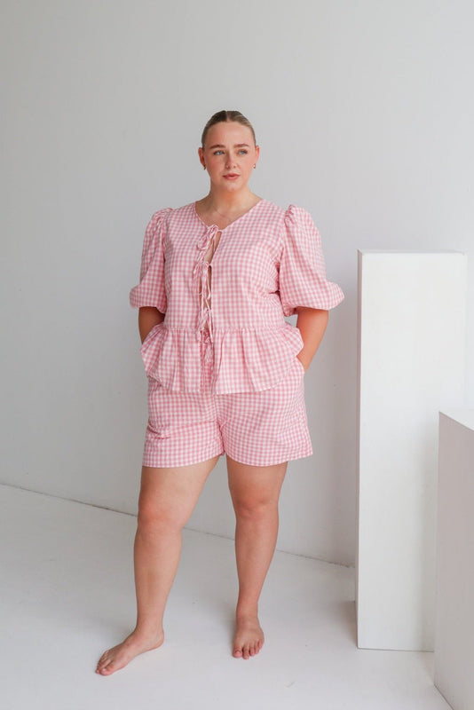 FAWN TOP PINK GINGHAM - Fayt The Label