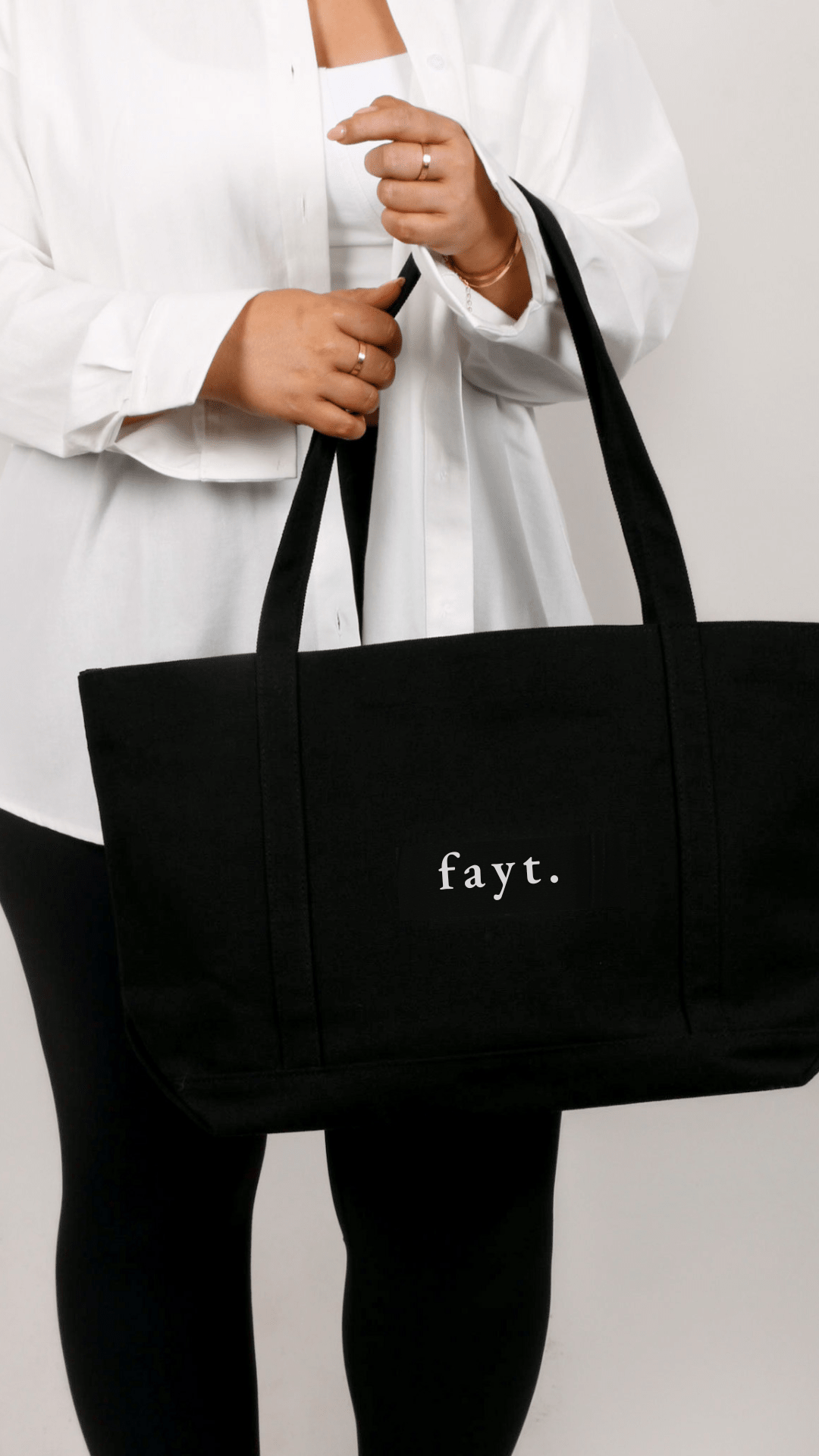 FAYT EMBROIDERED TOTE BAG BLACK - Fayt The Label