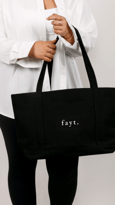 FAYT EMBROIDERED TOTE BAG BLACK - Fayt The Label