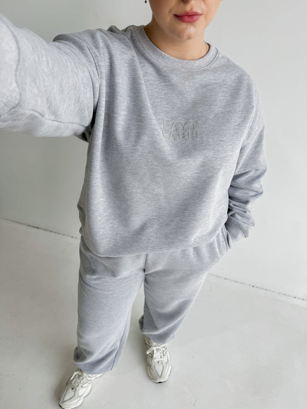 FAYT LOGO CREW NECK SWEATER GREY MARLE - Fayt The Label