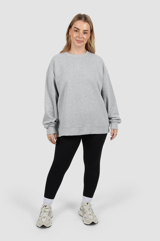 FAYT LOGO CREW NECK SWEATER GREY MARLE - Fayt The Label