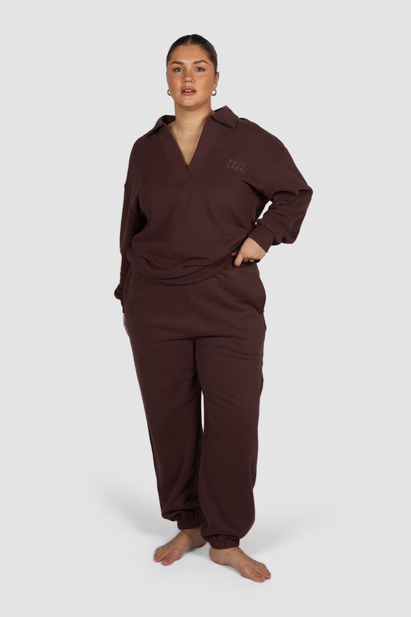 FAYT LOGO CUFF SWEATPANT CHOCOLATE - Fayt The Label