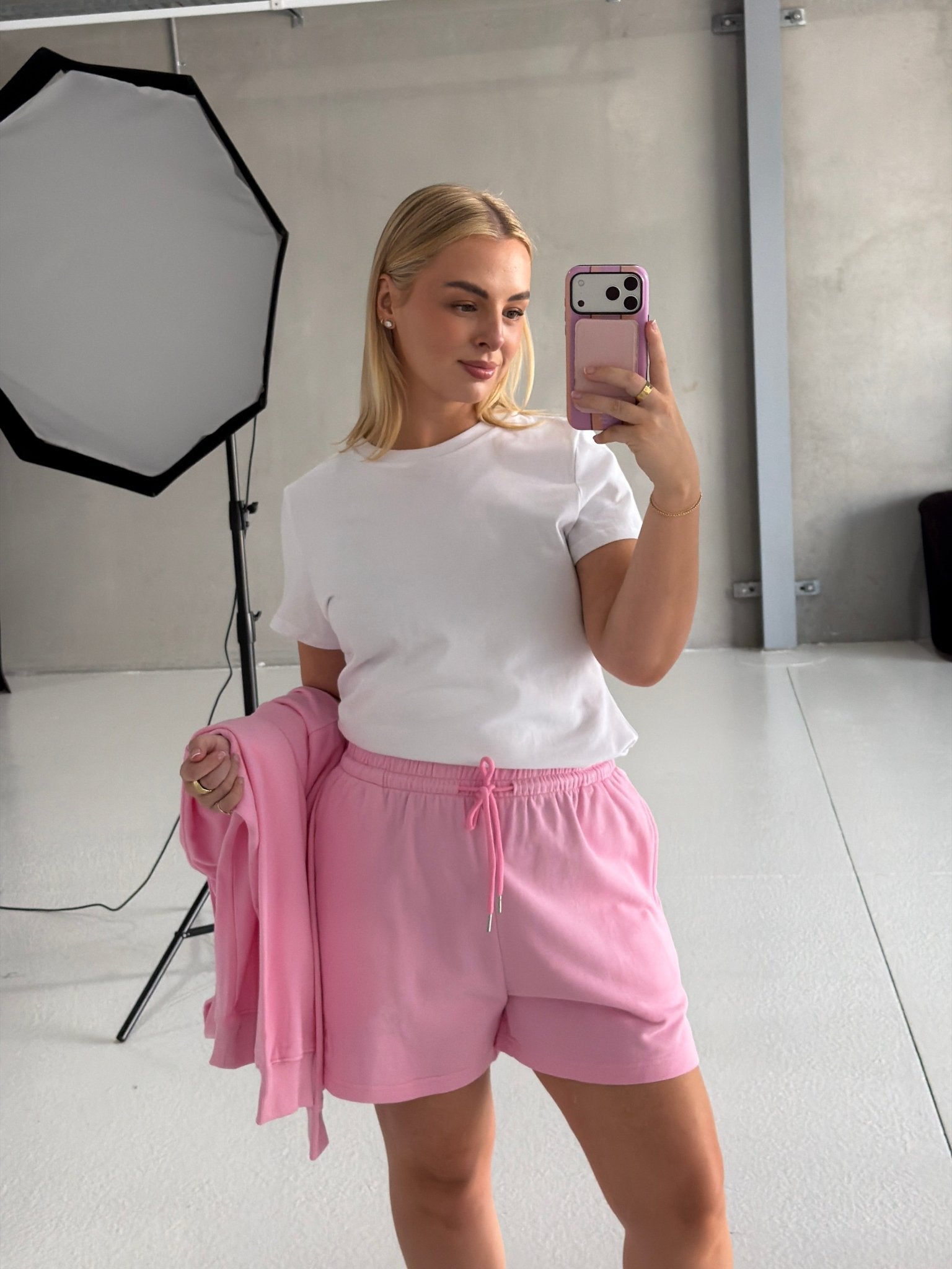 FAYT LOGO SWEAT SHORT PINK - Fayt The Label