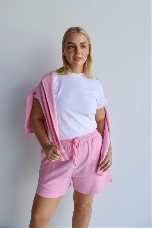 FAYT LOGO SWEAT SHORT PINK - Fayt The Label