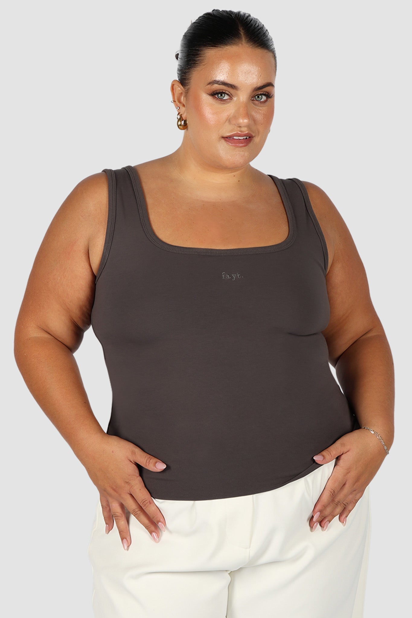 FAYT LOGO TANK CHARCOAL - Fayt The Label