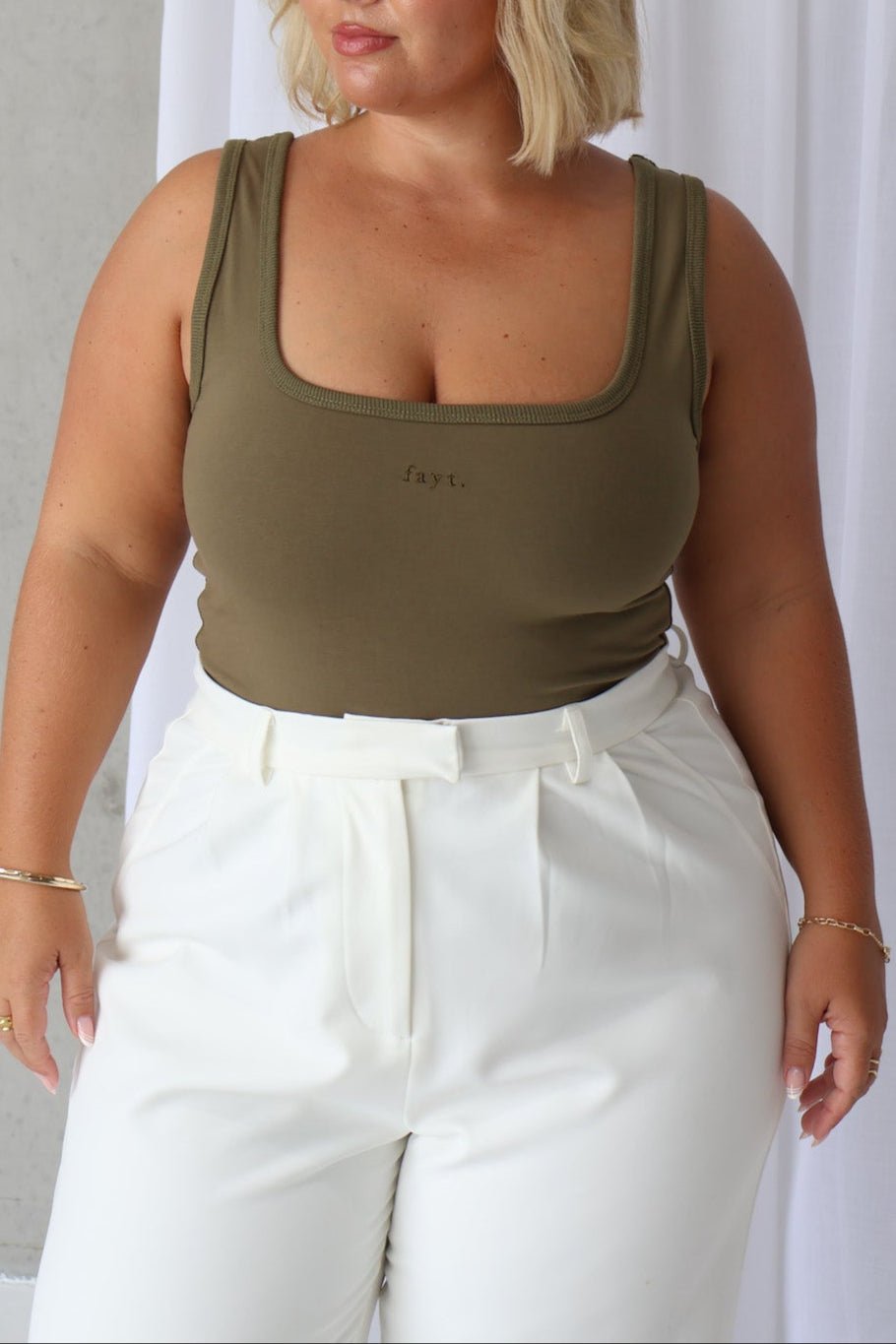 FAYT LOGO TANK OLIVE - Fayt The Label