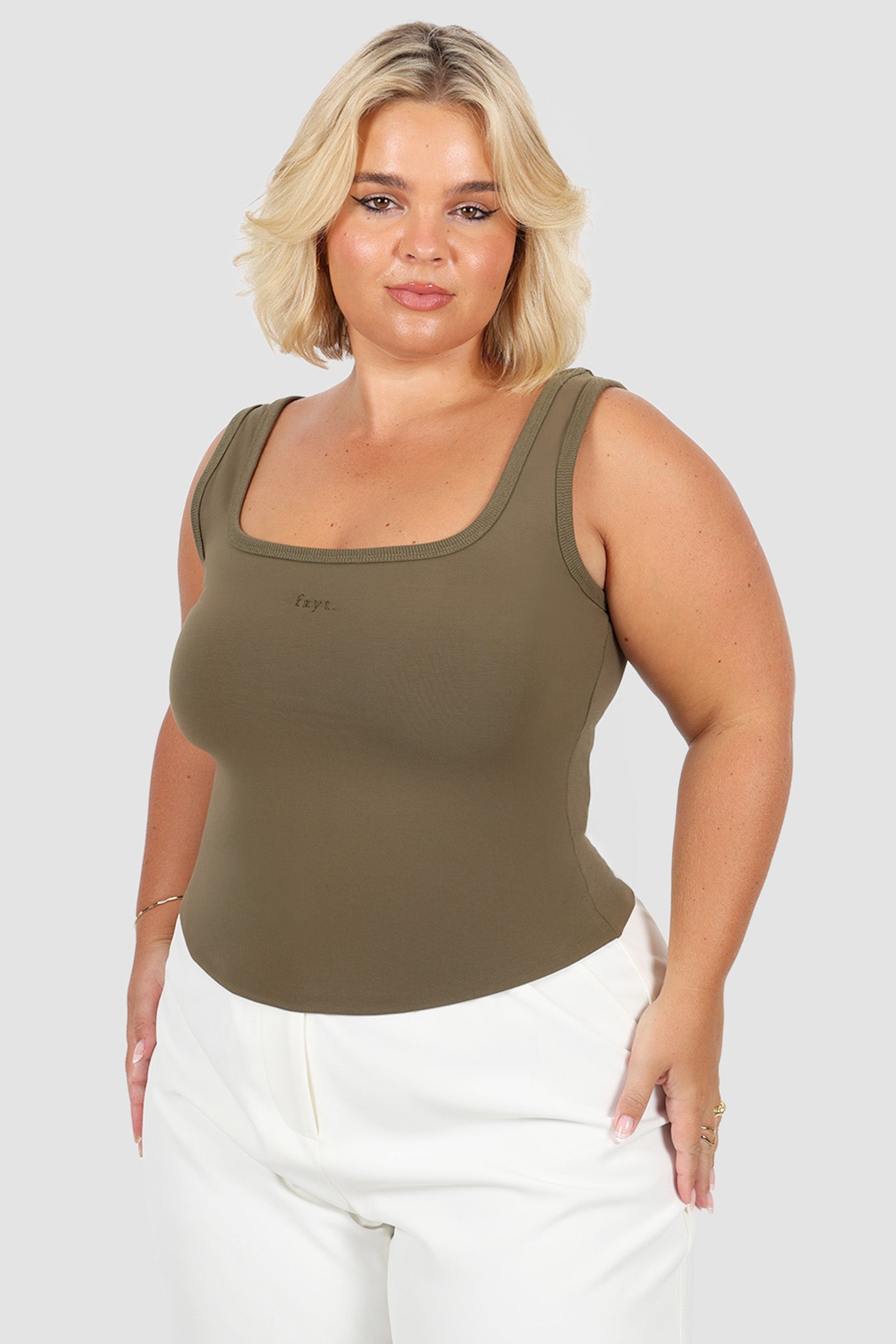 FAYT LOGO TANK OLIVE - Fayt The Label