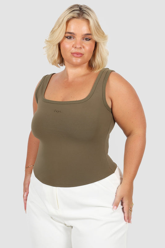 FAYT LOGO TANK OLIVE - Fayt The Label