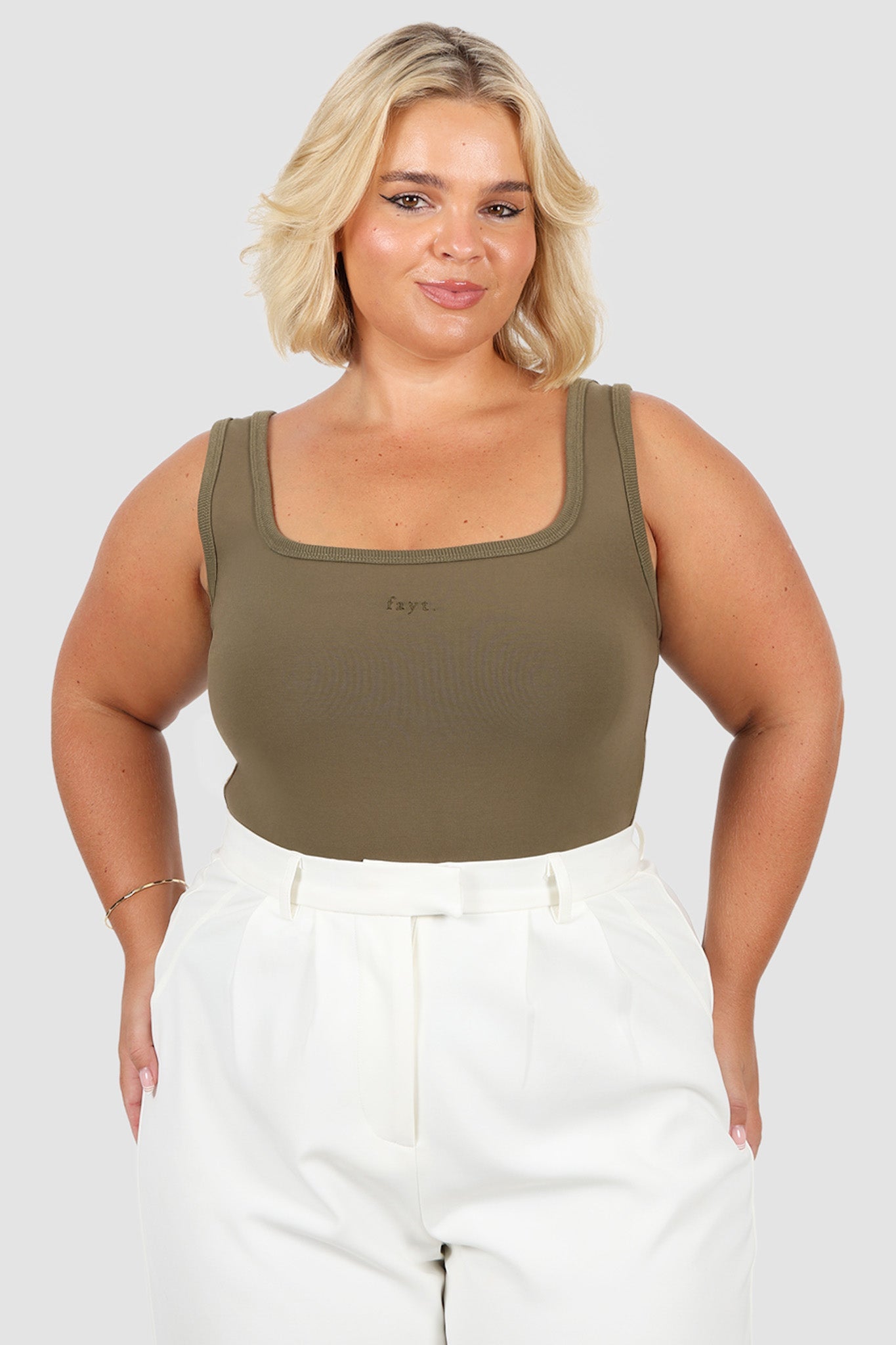 FAYT LOGO TANK OLIVE - Fayt The Label