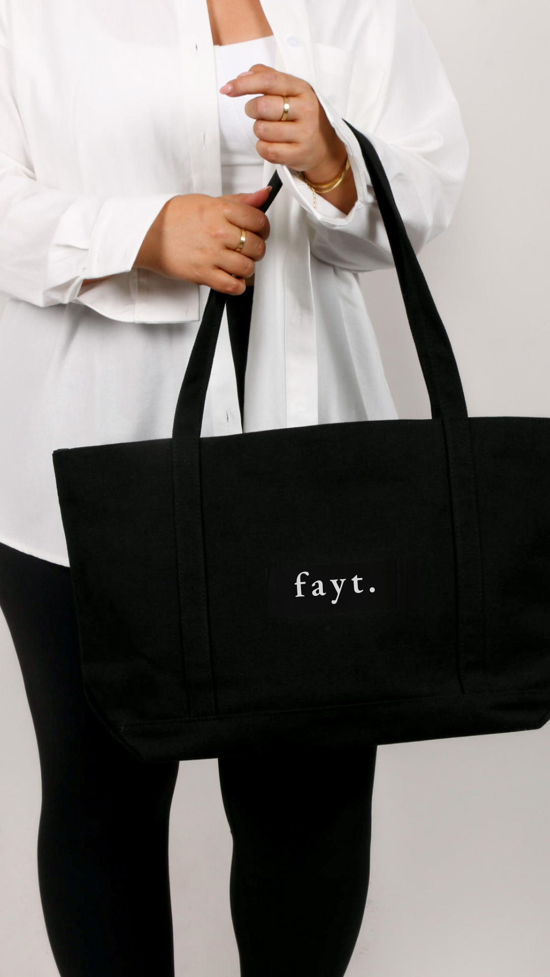 FAYT EMBROIDERED TOTE BAG BLACK