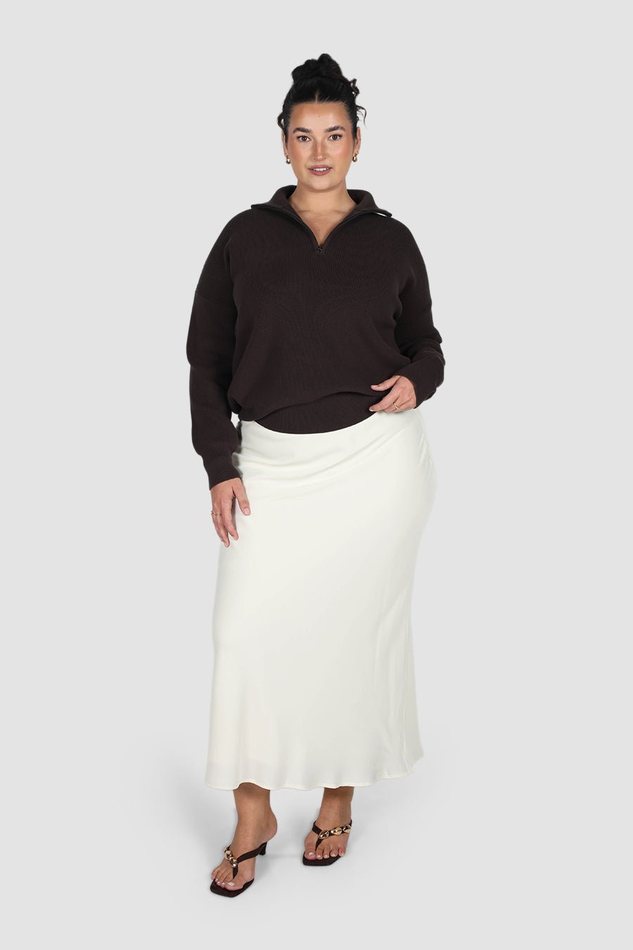FLETCHER ZIP KNIT ESPRESSO - Fayt The Label