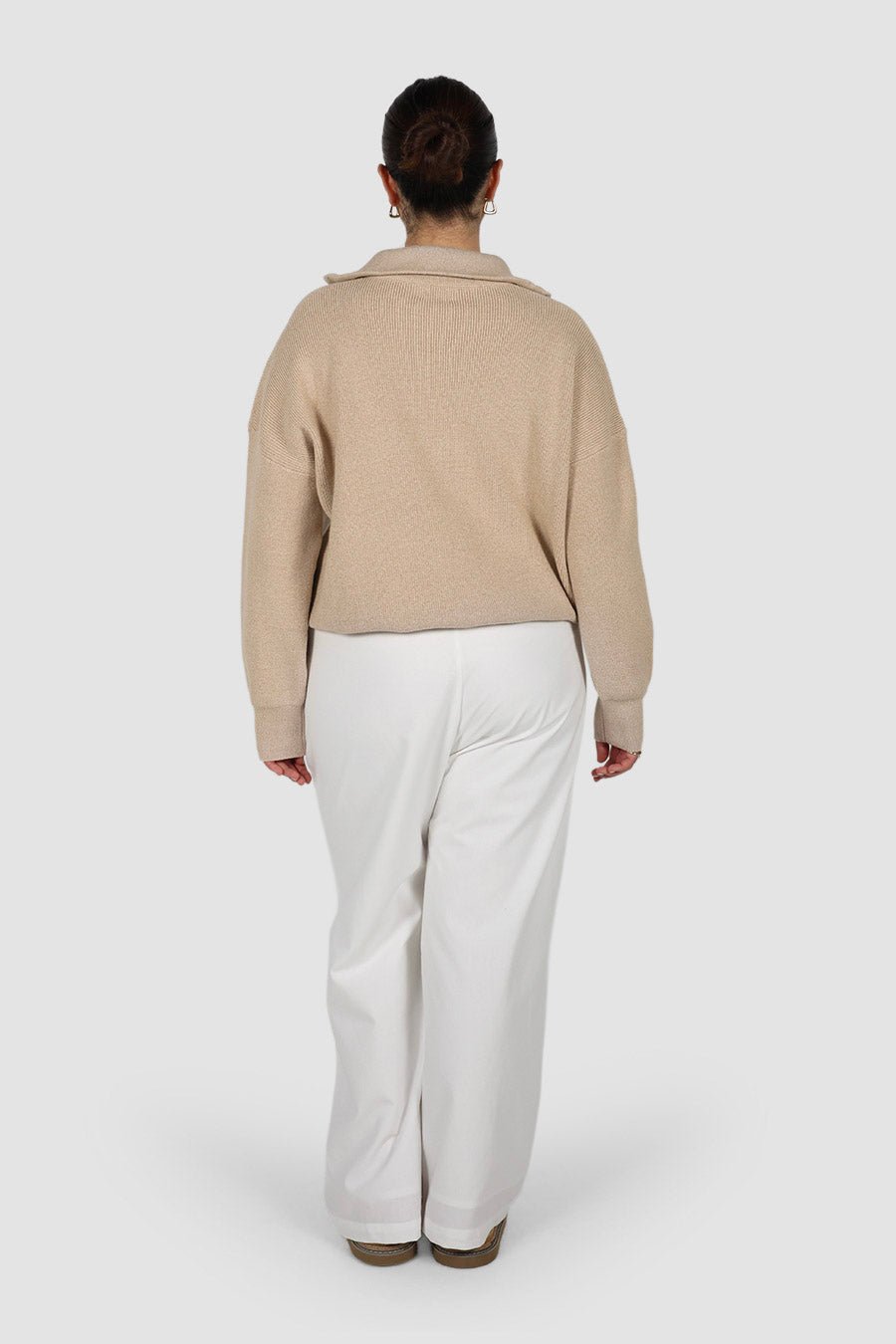 FLETCHER ZIP KNIT NEUTRAL - Fayt The Label