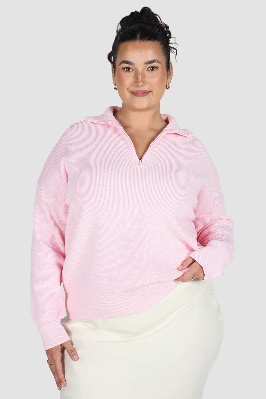 FLETCHER ZIP KNIT SOFT PINK - Fayt The Label