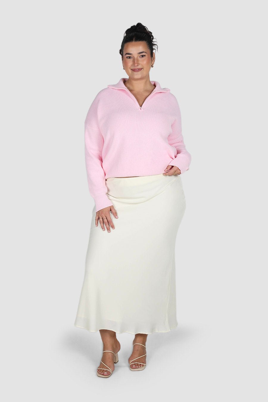 FLETCHER ZIP KNIT SOFT PINK - Fayt The Label