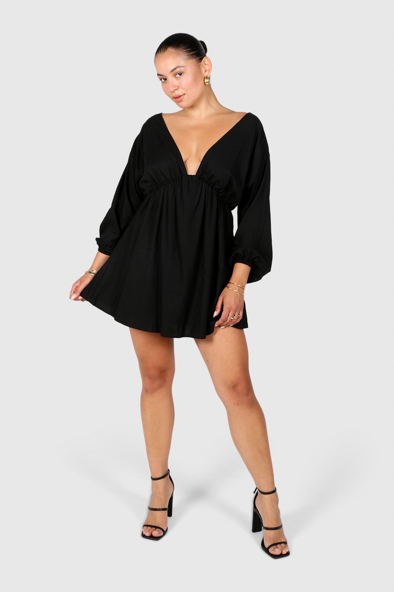 FREYA LINEN DRESS BLACK - Fayt The Label