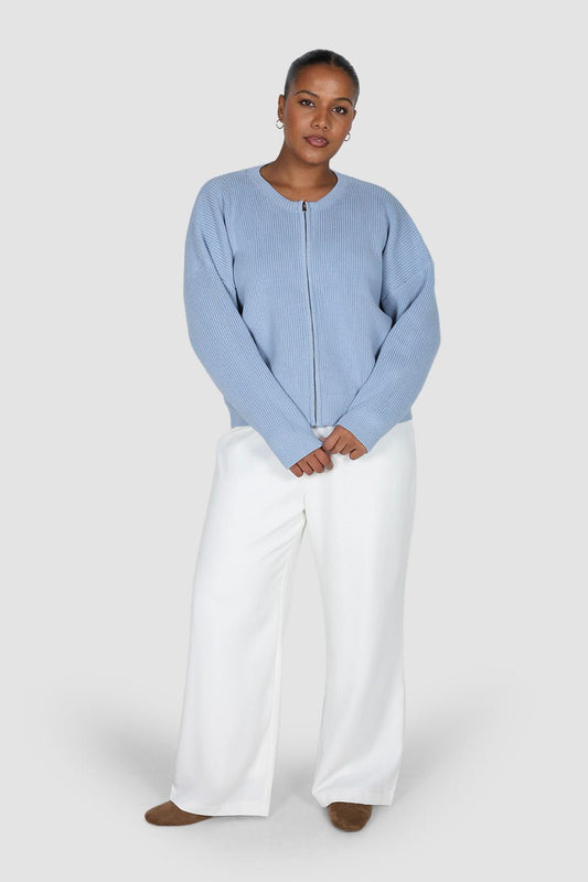 GENE ZIP CARDIGAN BLUE - Fayt The Label