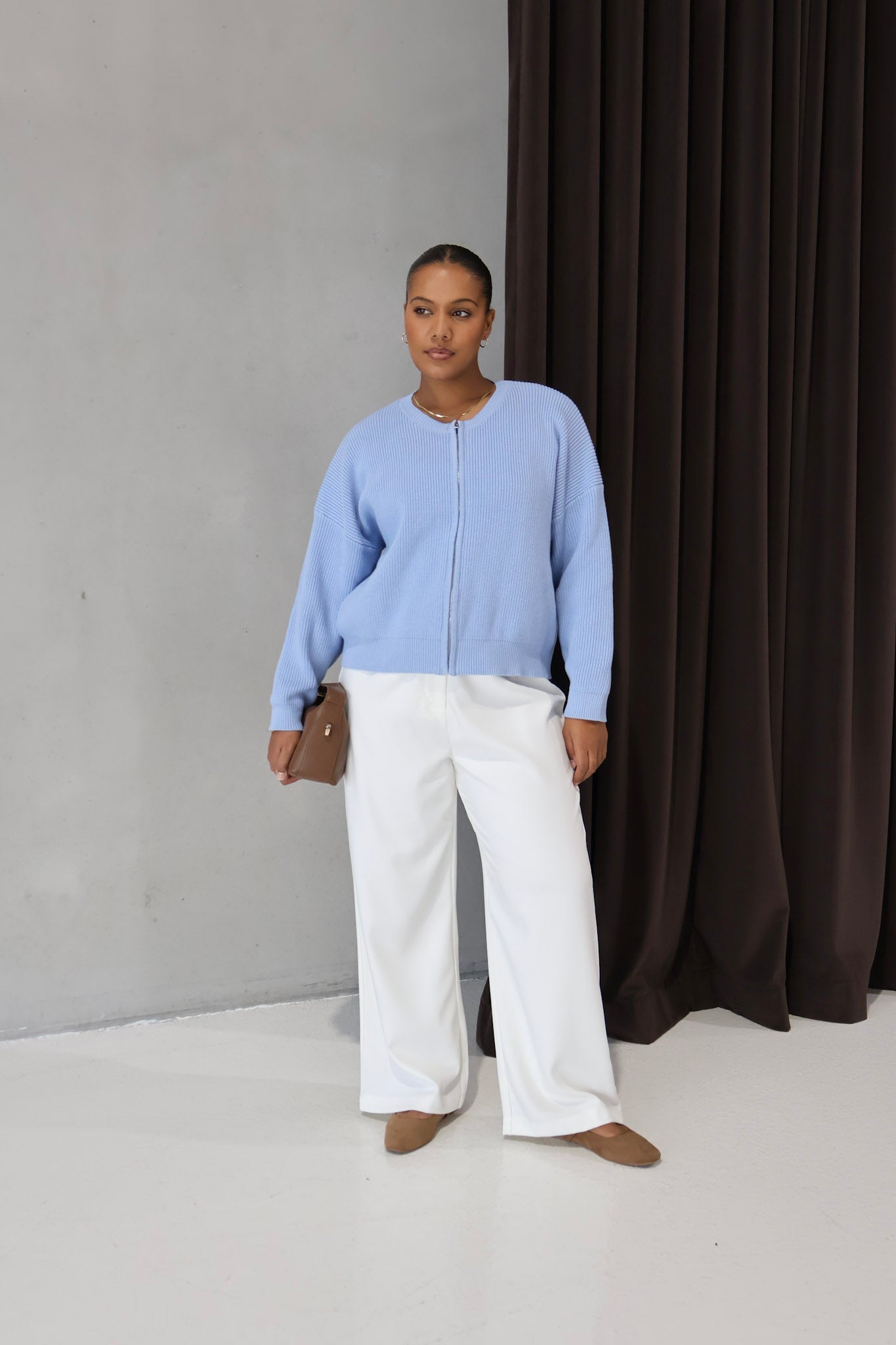 GENE ZIP CARDIGAN BLUE - Fayt The Label