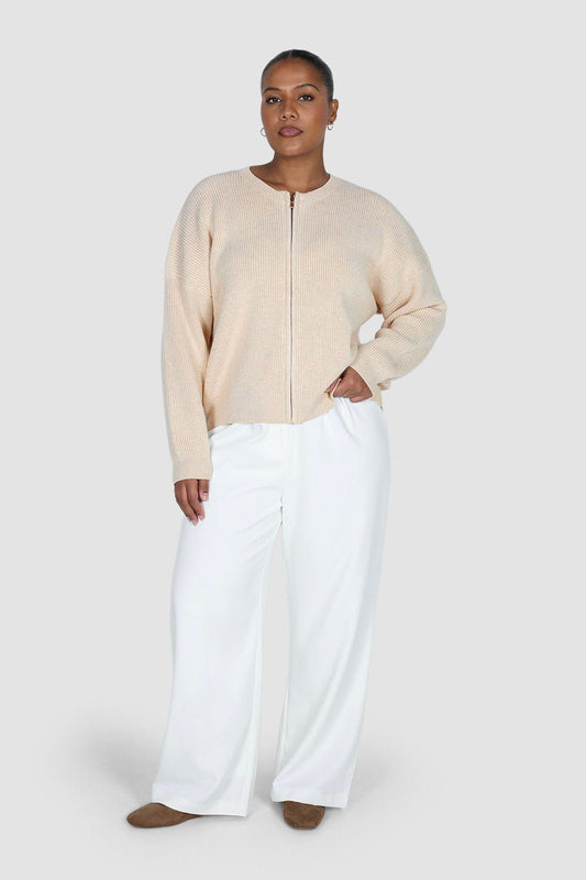 GENE ZIP CARDIGAN BONE - Fayt The Label