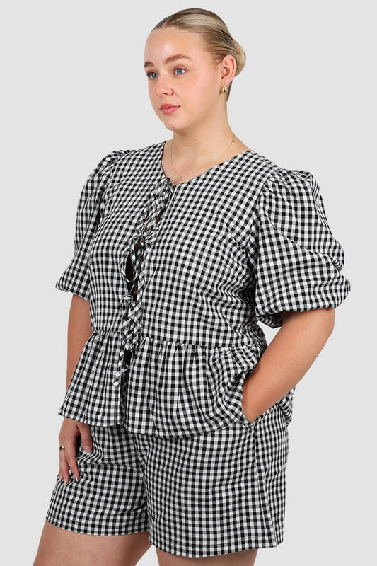 GRADY SHORTS B&W GINGHAM - Fayt The Label