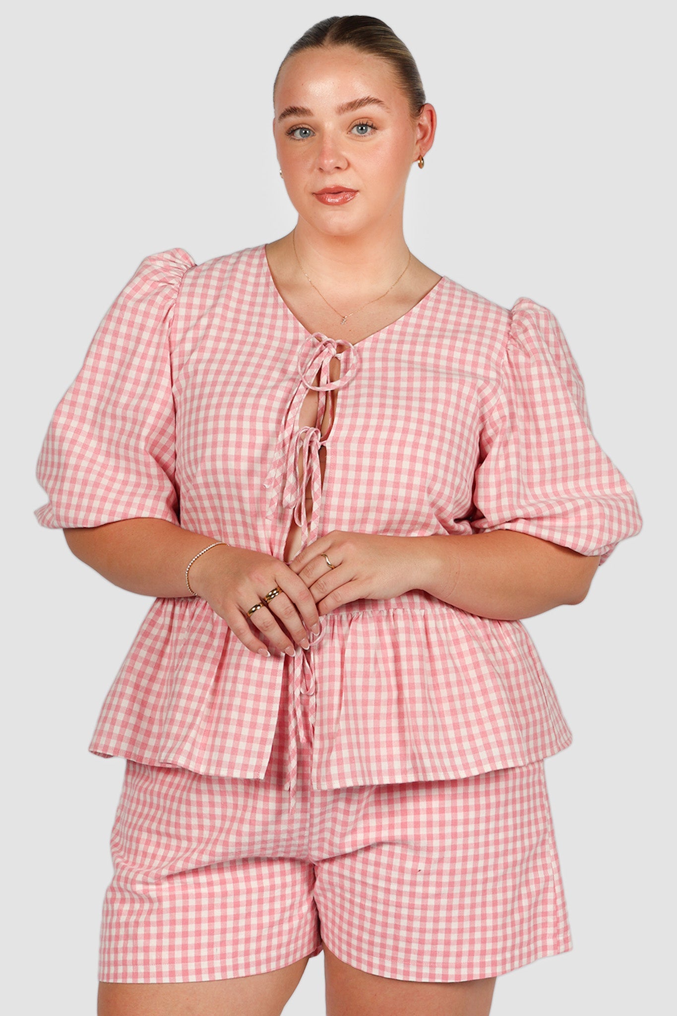 GRADY SHORTS PINK GINGHAM - Fayt The Label