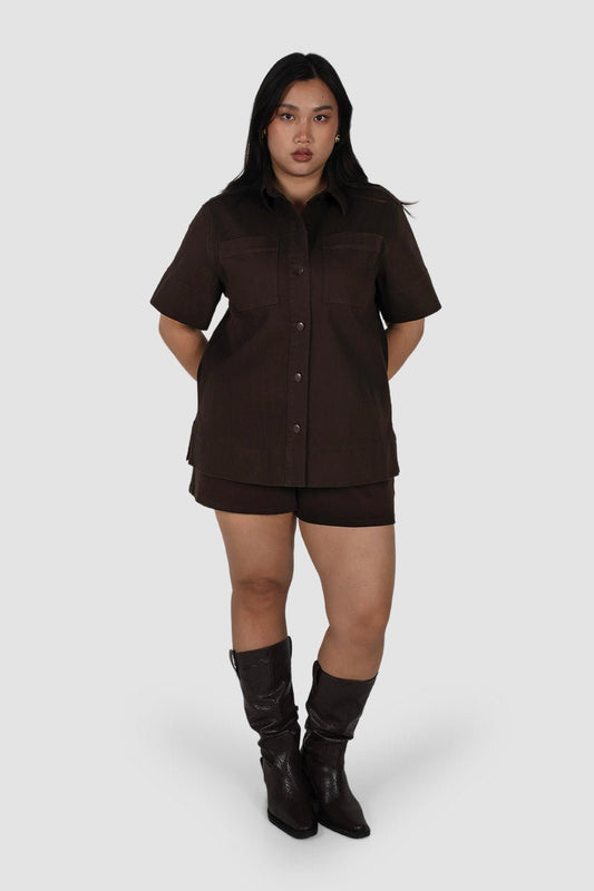 GREER DENIM SHORT ESPRESSO - Fayt The Label