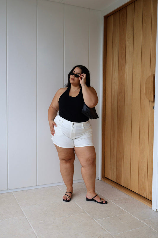 GREER DENIM SHORT WHITE - Fayt The Label