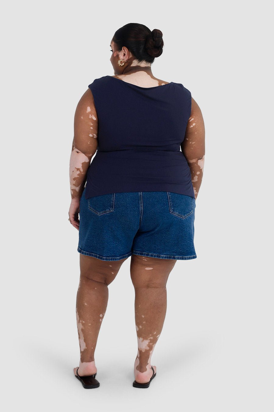 GREER DENIM SHORTS MID BLUE - Fayt The Label