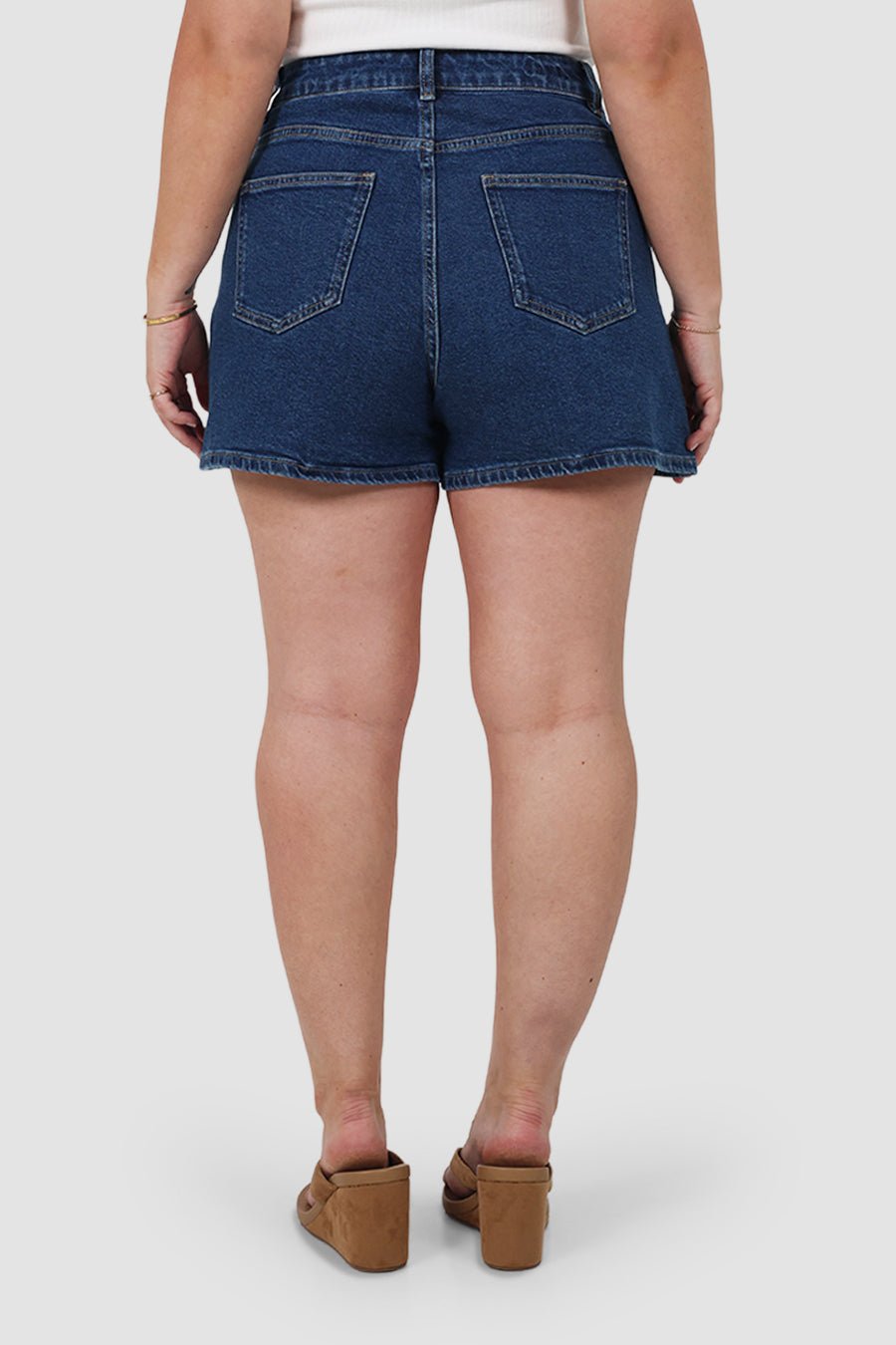 GREER DENIM SHORTS MID BLUE - Fayt The Label
