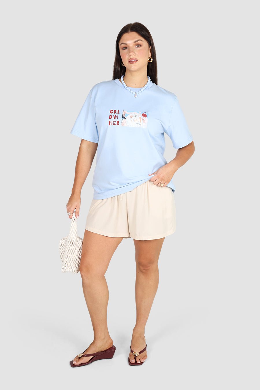 GRL DINNER SIGNATURE TEE SKY BLUE - Fayt The Label