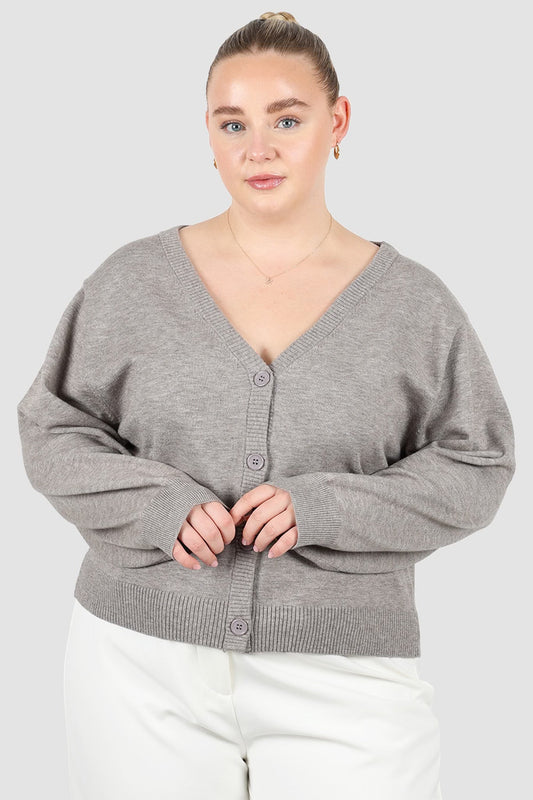 HARRIET CARDIGAN GREY MARLE - Fayt The Label