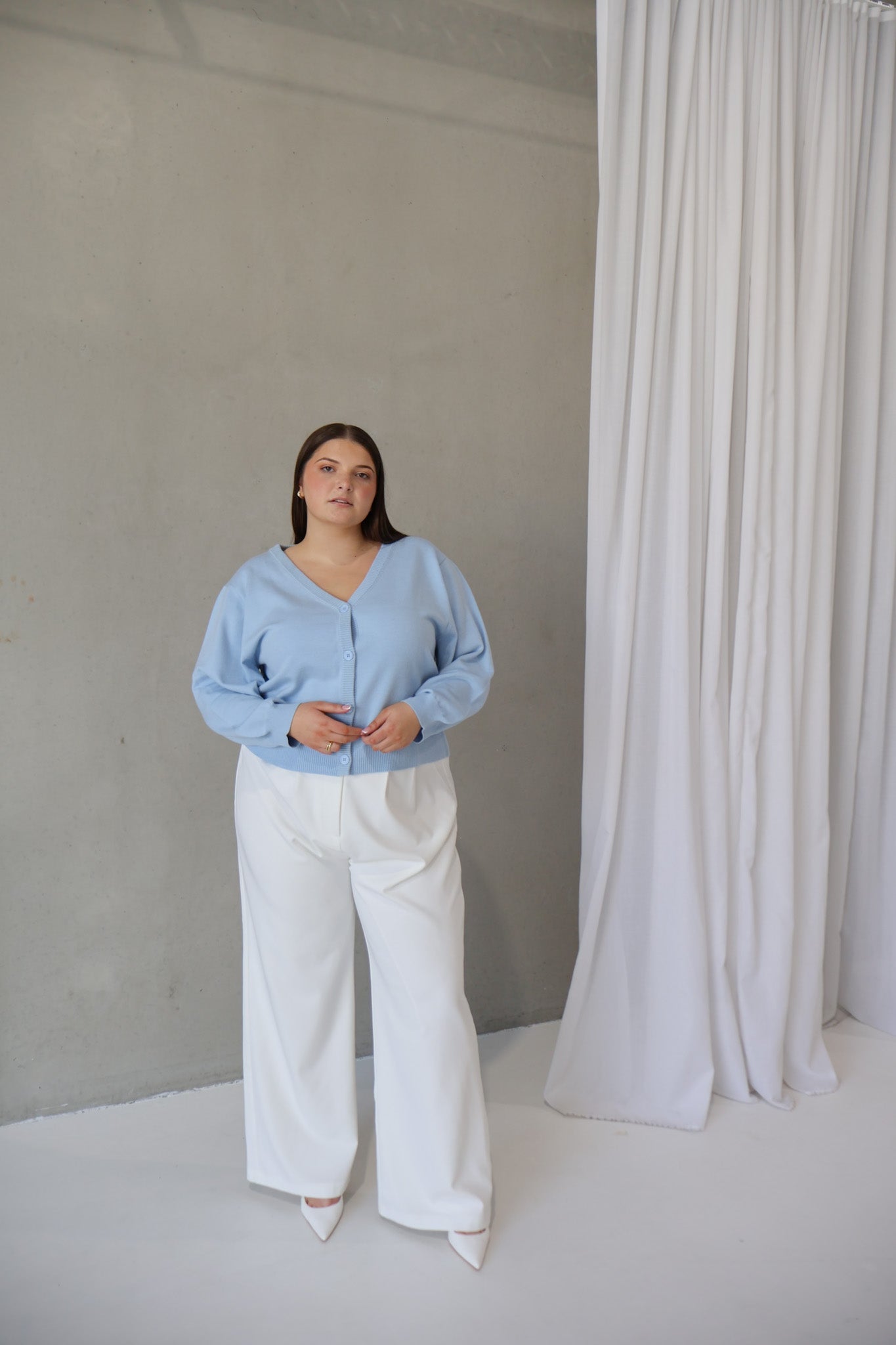 HARRIET CARDIGAN SOFT BLUE - Fayt The Label