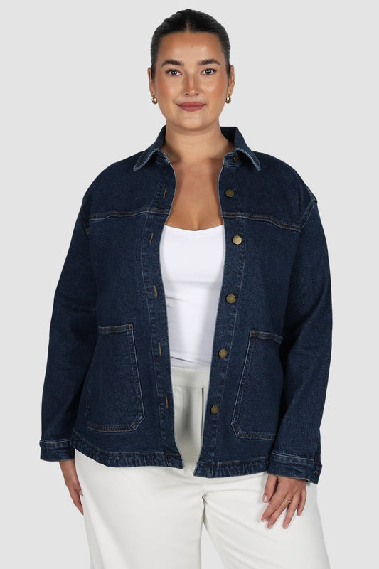 HARRINGTON DENIM JACKET DEEP BLUE - Fayt The Label