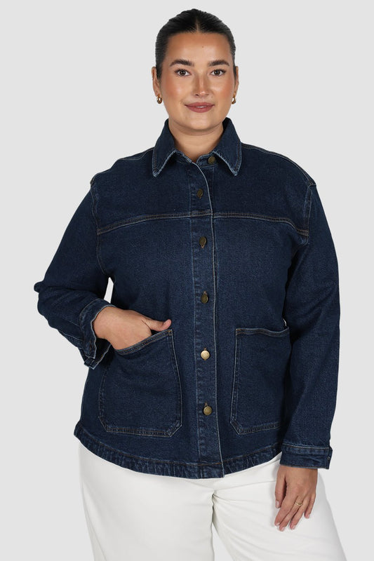 HARRINGTON DENIM JACKET DEEP BLUE - Fayt The Label