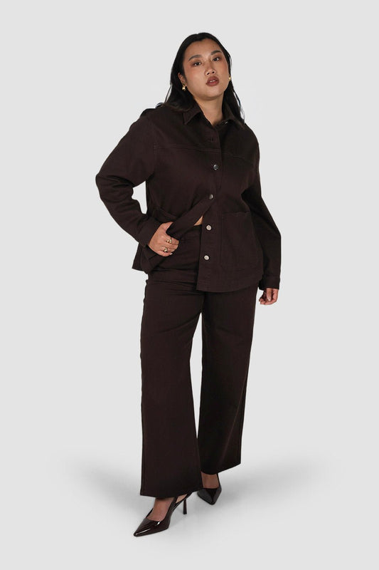 HARRINGTON DENIM JACKET ESPRESSO - Fayt The Label