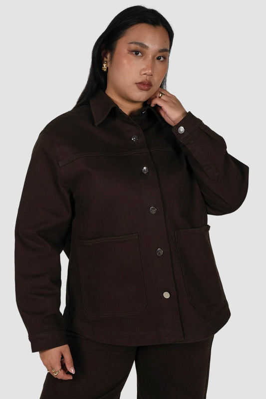 HARRINGTON DENIM JACKET ESPRESSO - Fayt The Label