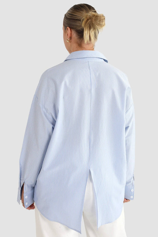 HENLEY SHIRT BLUE STRIPE - Fayt The Label