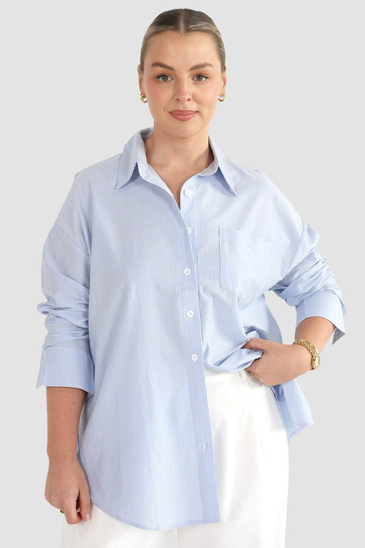 HENLEY SHIRT BLUE STRIPE - Fayt The Label