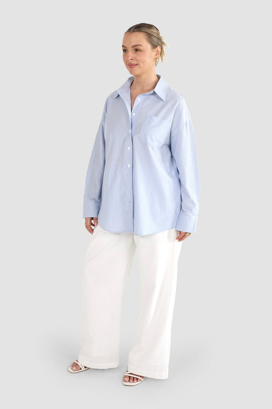 HENLEY SHIRT BLUE STRIPE - Fayt The Label