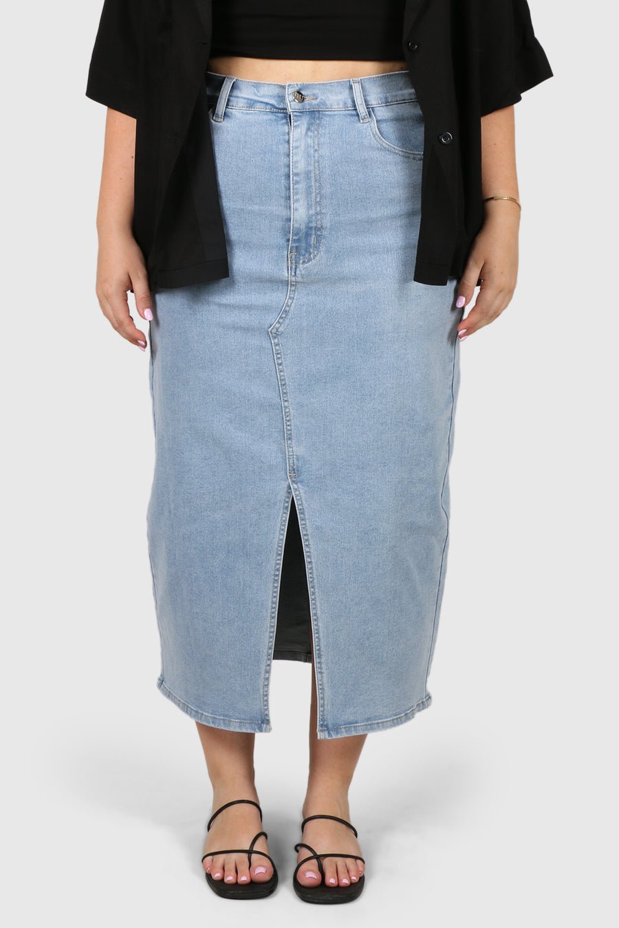 HUDSON MIDI SKIRT BLUE WASH - Fayt The Label