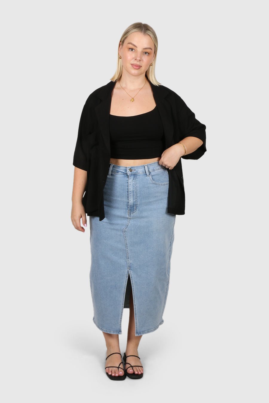 HUDSON MIDI SKIRT BLUE WASH - Fayt The Label