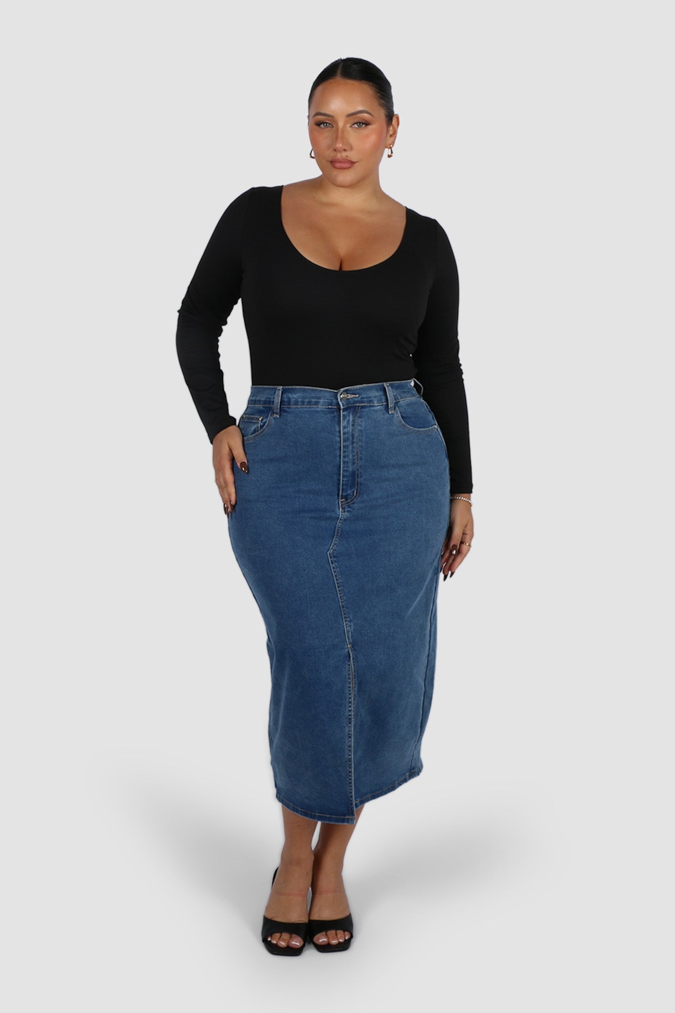HUDSON MIDI SKIRT DEEP BLUE - Fayt The Label