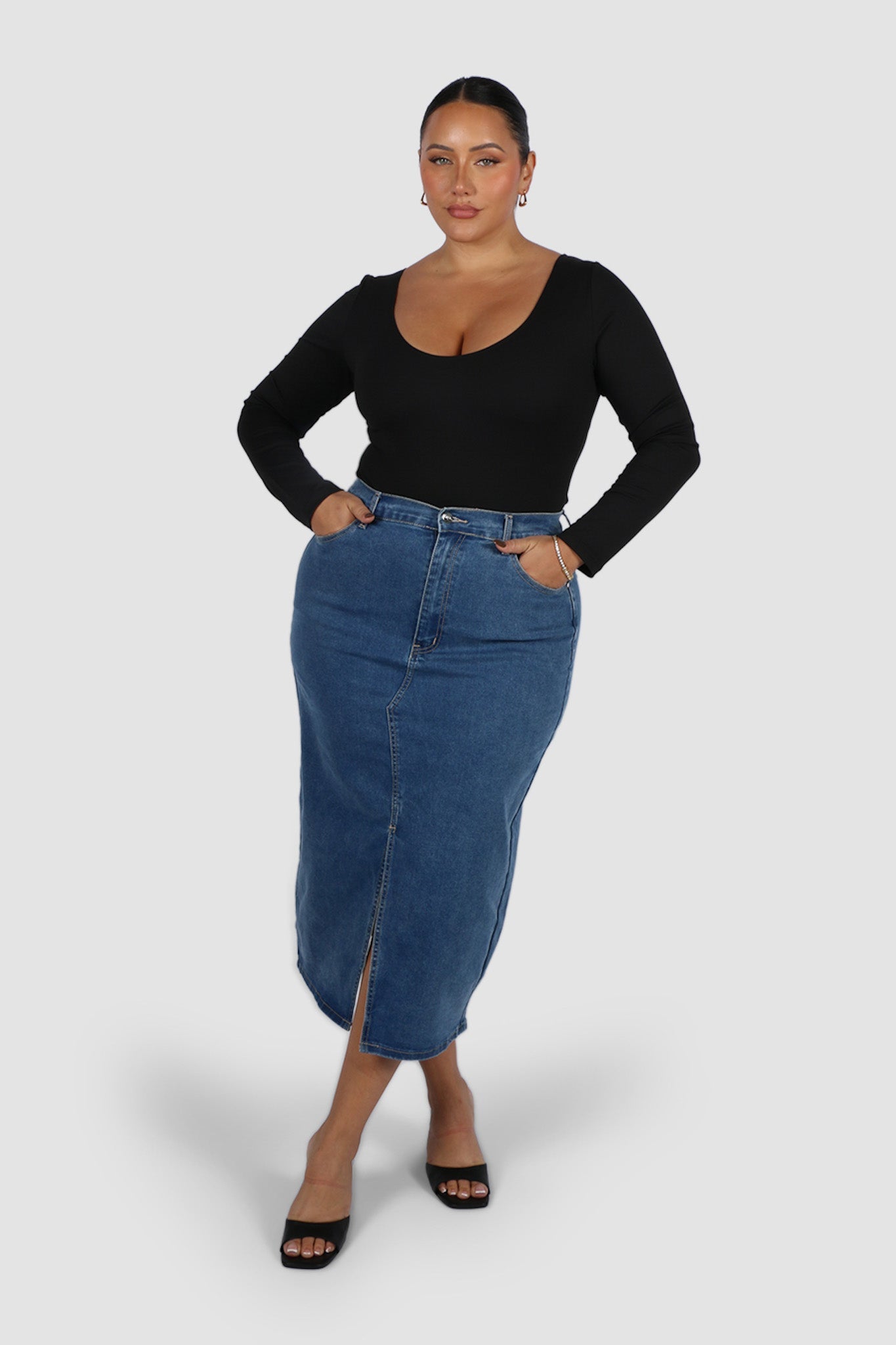 HUDSON MIDI SKIRT DEEP BLUE - Fayt The Label