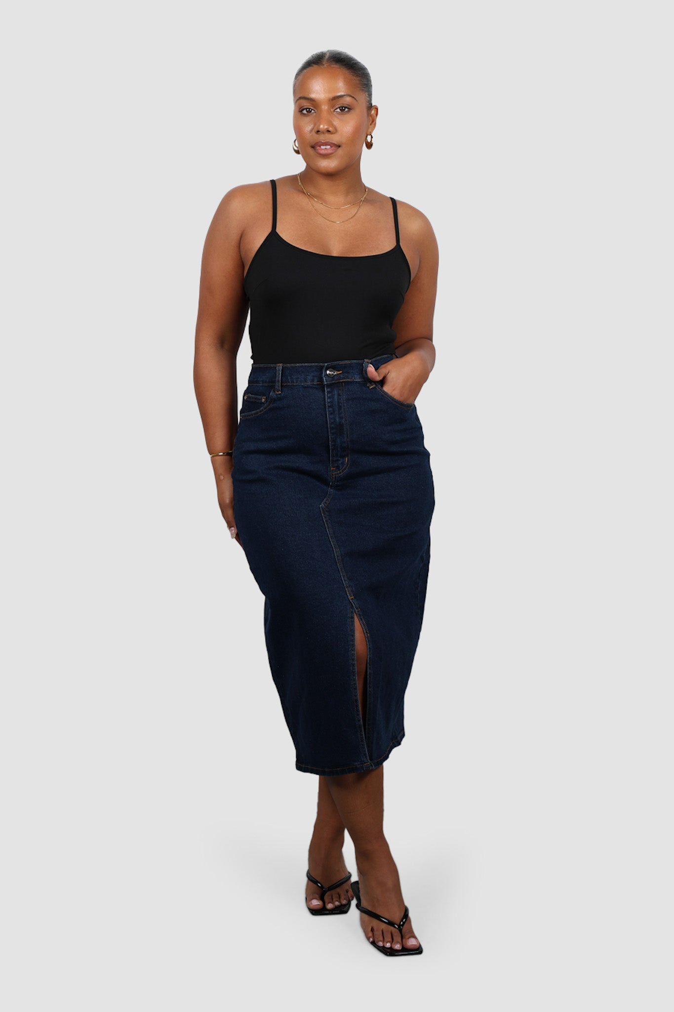 HUDSON MIDI SKIRT MIDNIGHT BLUE - Fayt The Label
