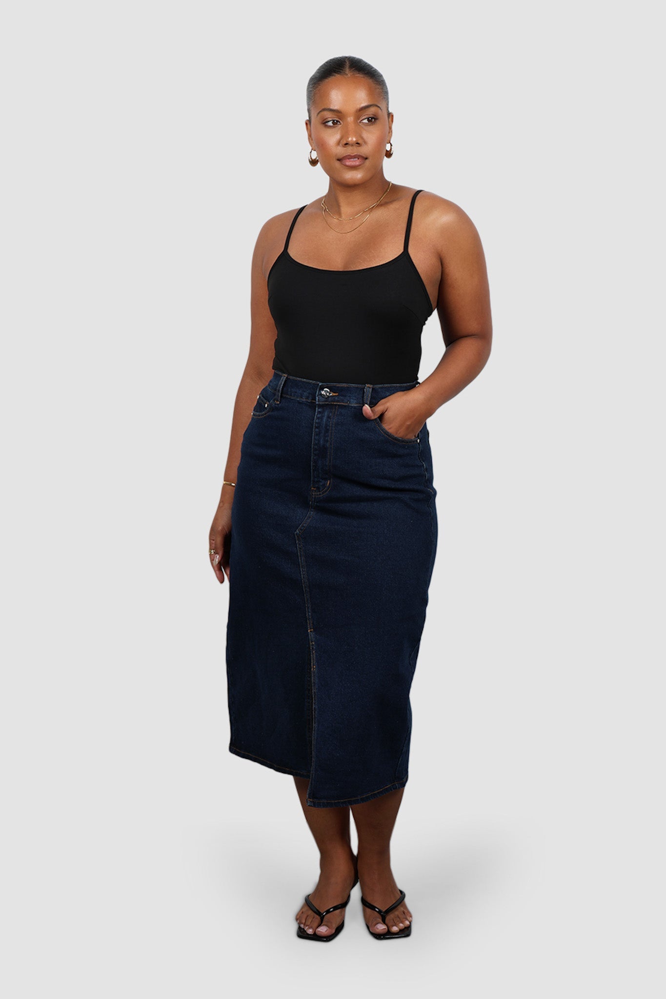 HUDSON MIDI SKIRT MIDNIGHT BLUE - Fayt The Label