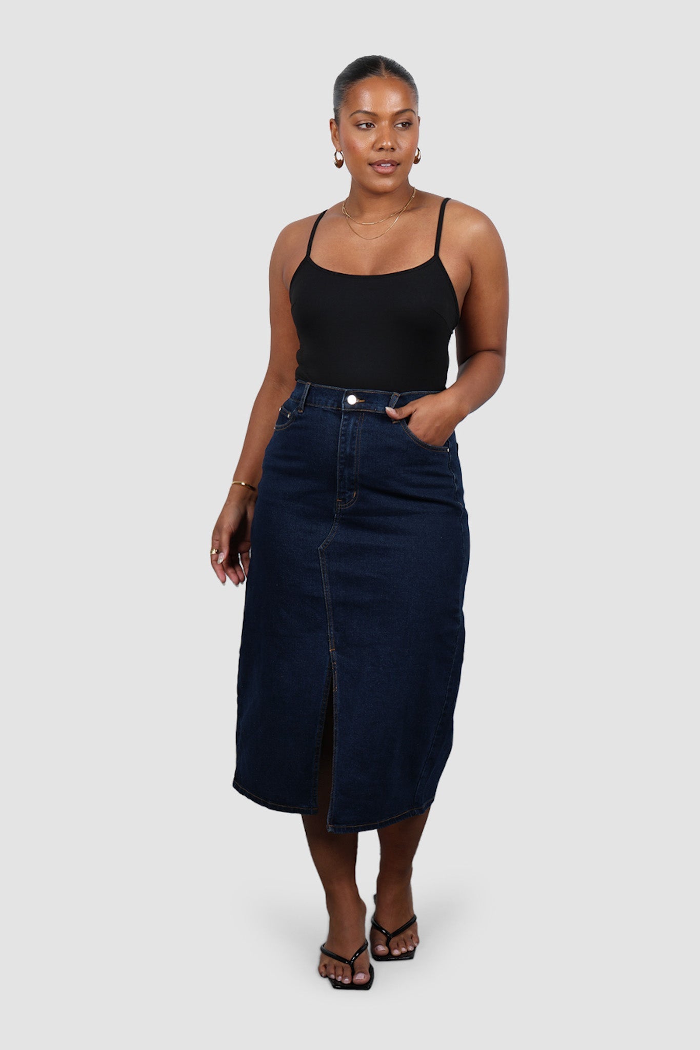 HUDSON MIDI SKIRT MIDNIGHT BLUE - Fayt The Label