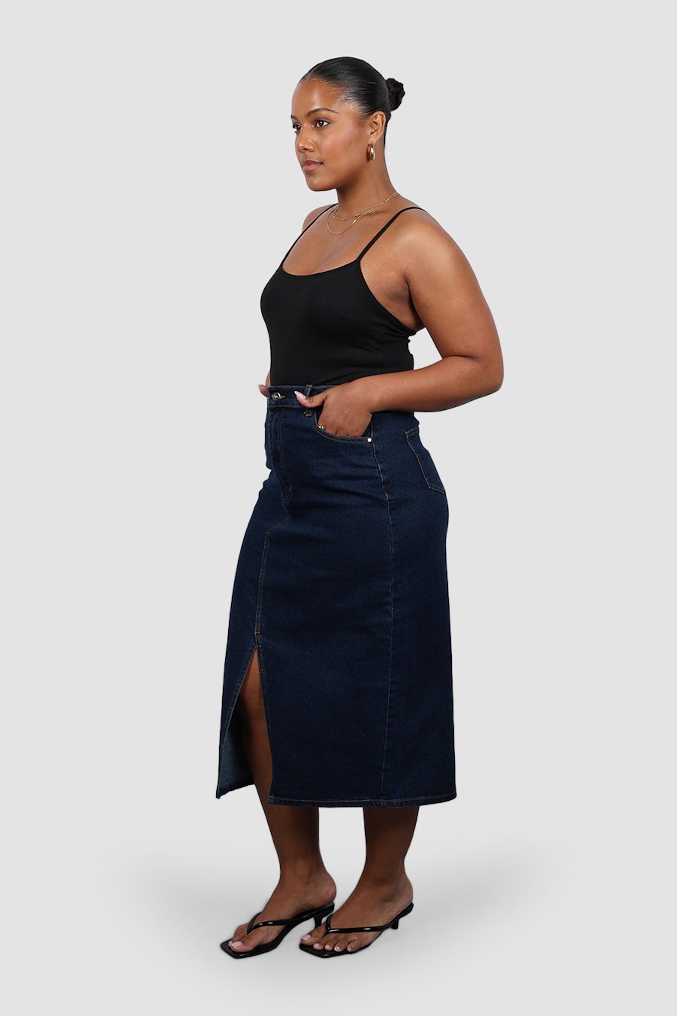 HUDSON MIDI SKIRT MIDNIGHT BLUE - Fayt The Label