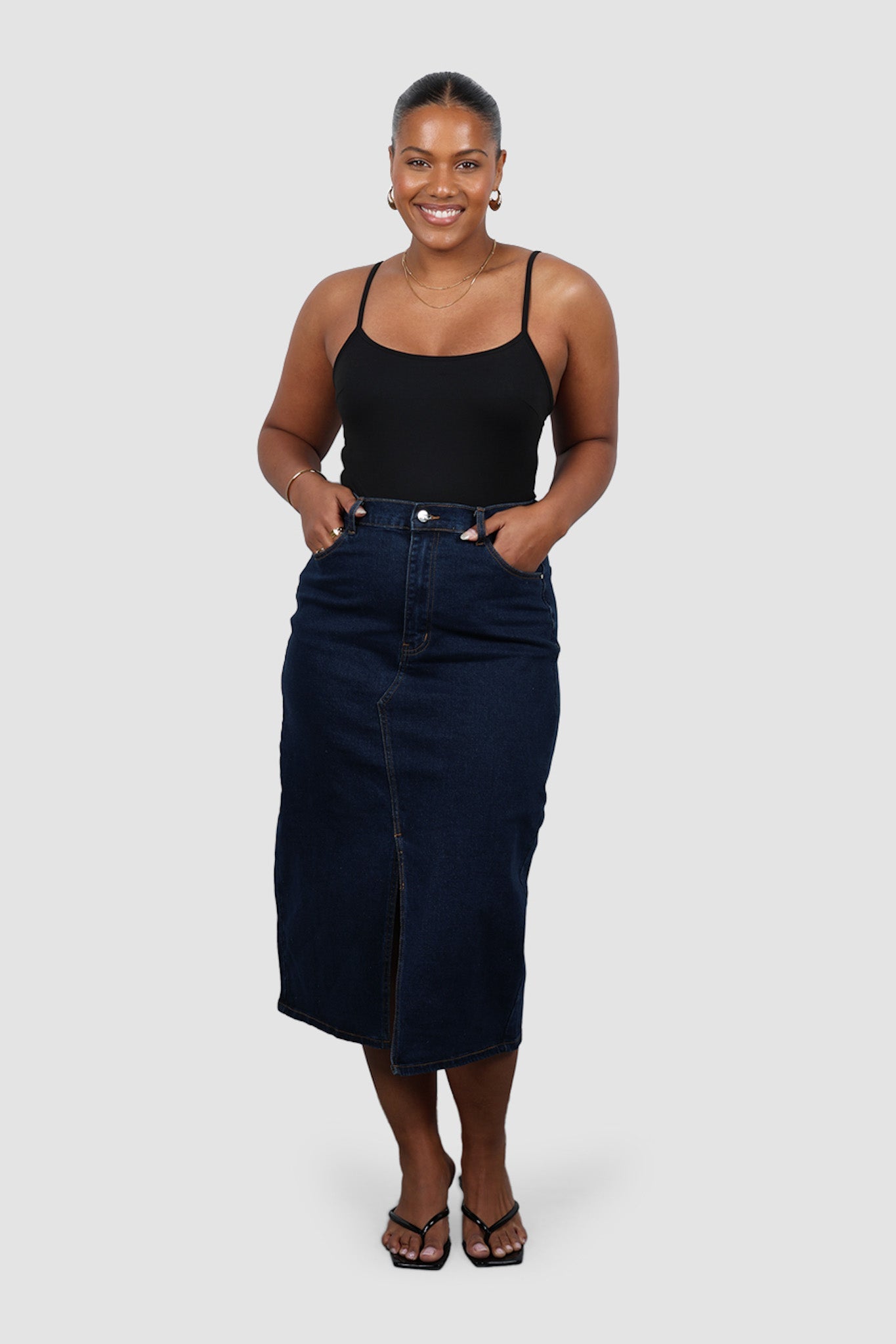 HUDSON MIDI SKIRT MIDNIGHT BLUE - Fayt The Label