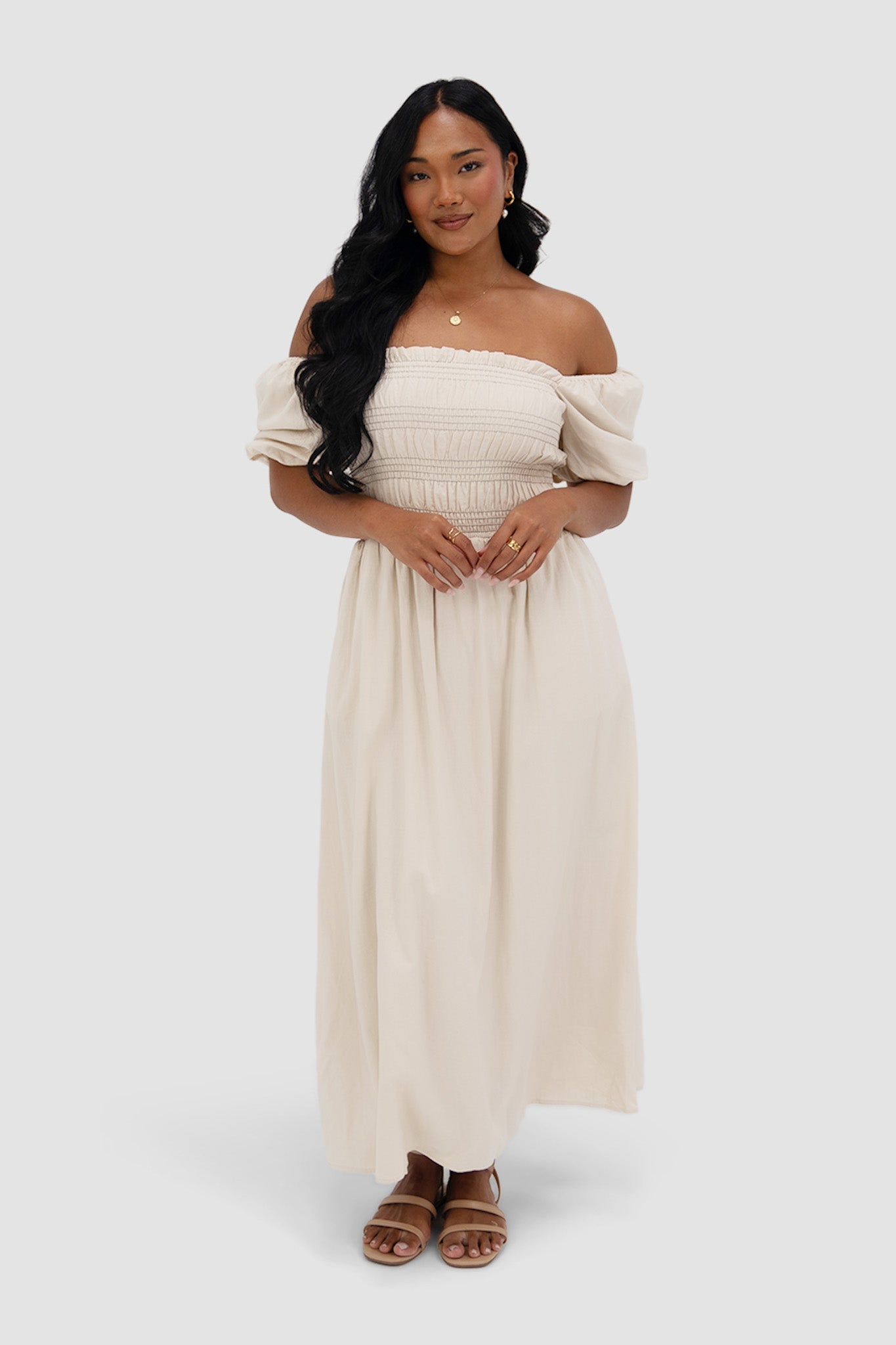 ISMAE MAXI DRESS NEUTRAL - Fayt The Label